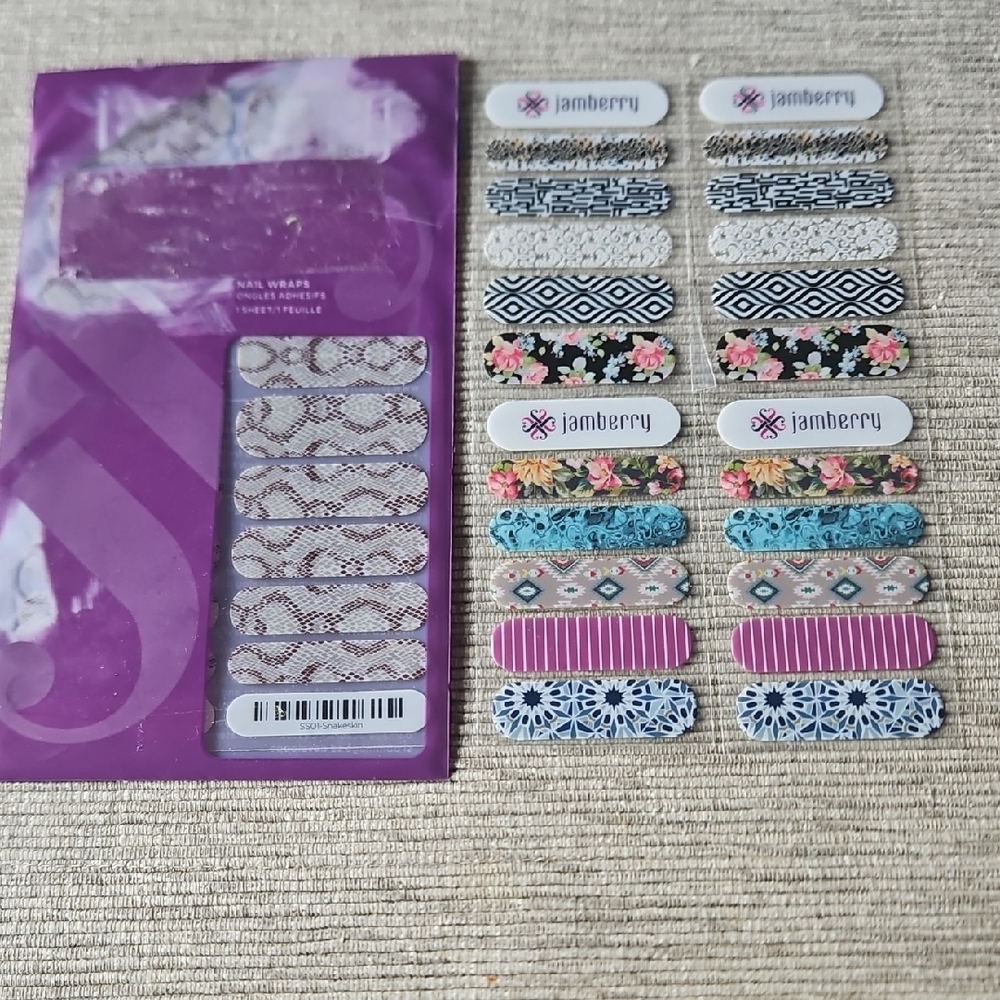 3 For $10 Jamberry Snakeskin  Wraps & Floral &Geometric Nail Wraps Sample Pack.
